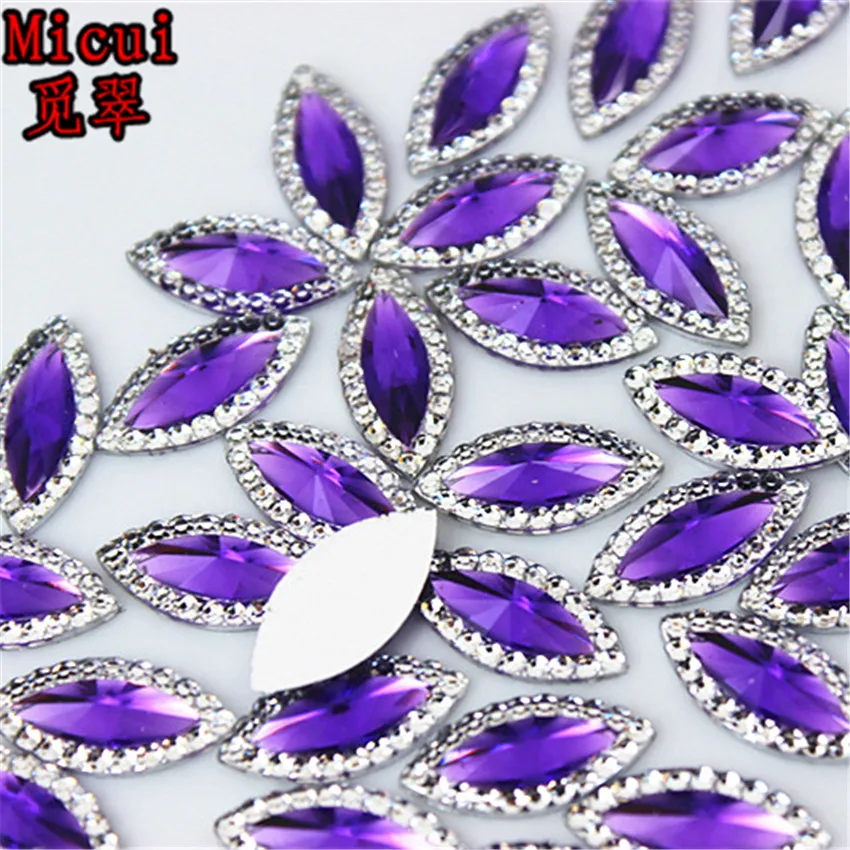 Micui 100PCS 7*15mm AB Clear Horse Eye Resin Rhinestone Flatback Gems Strass Crystal Stones For Dress Crafts Decorations MC537