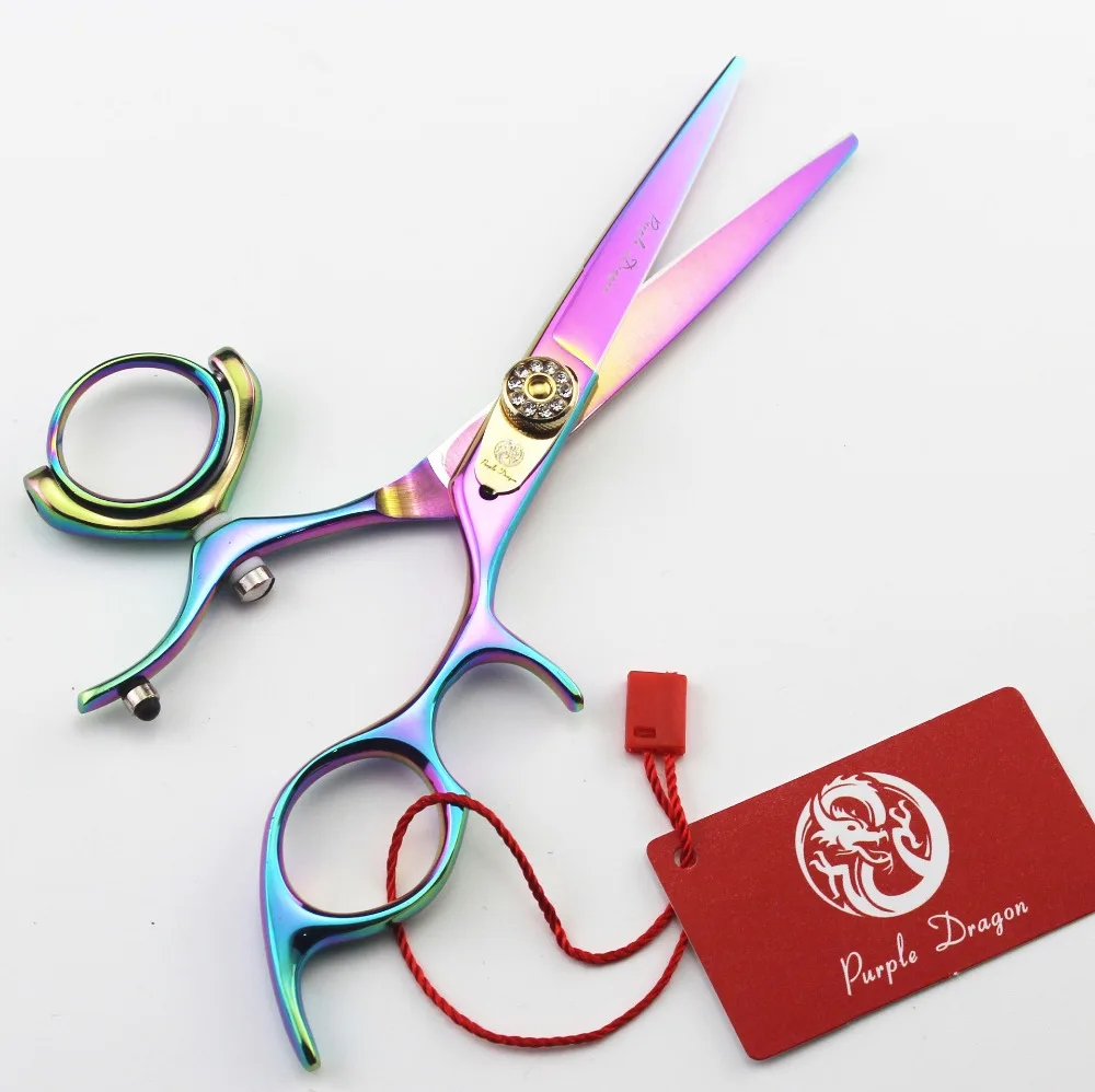 

604# 5.5'' Brand Purple Dragon TOP GRADE Hairdressing Scissors JP 440C 360 Degree Rotation Barbers Cutting Shears Hair Scissors