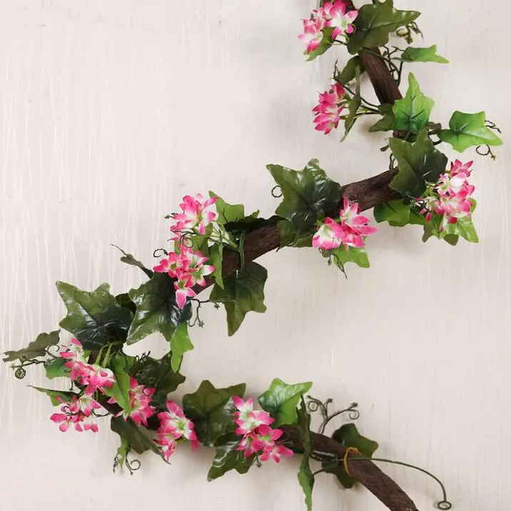 Wisteria Vine flower Rattan Artificial Flower Silk Flower for air-condition channel Decoration Garland and Home Ornament