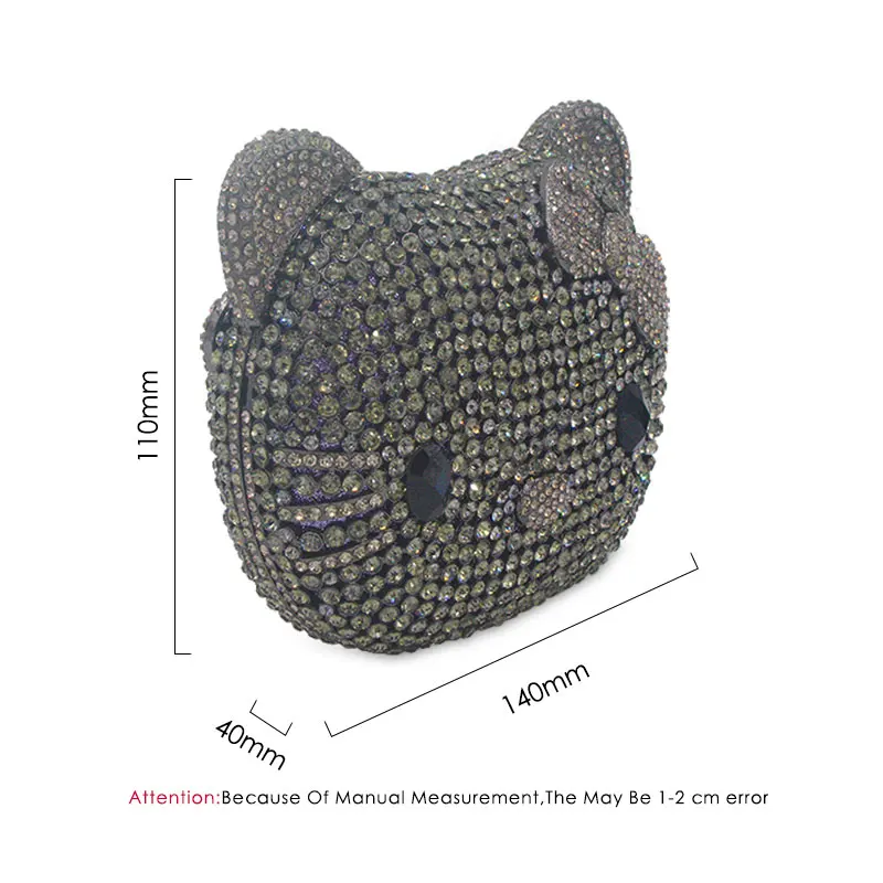 Cartoon Cat Face evening bag cartoon girl Handbags animal crystal Clutch bag diamond party Purse ladies prom Shoulder bag