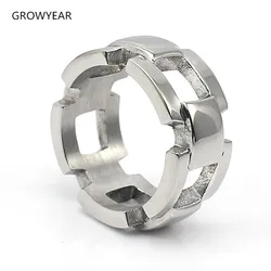 Fashion Jewelry Finger Rings Simple Chunky Stainless Steel Chain Ring Men Silver Color Size 8 7.5 7