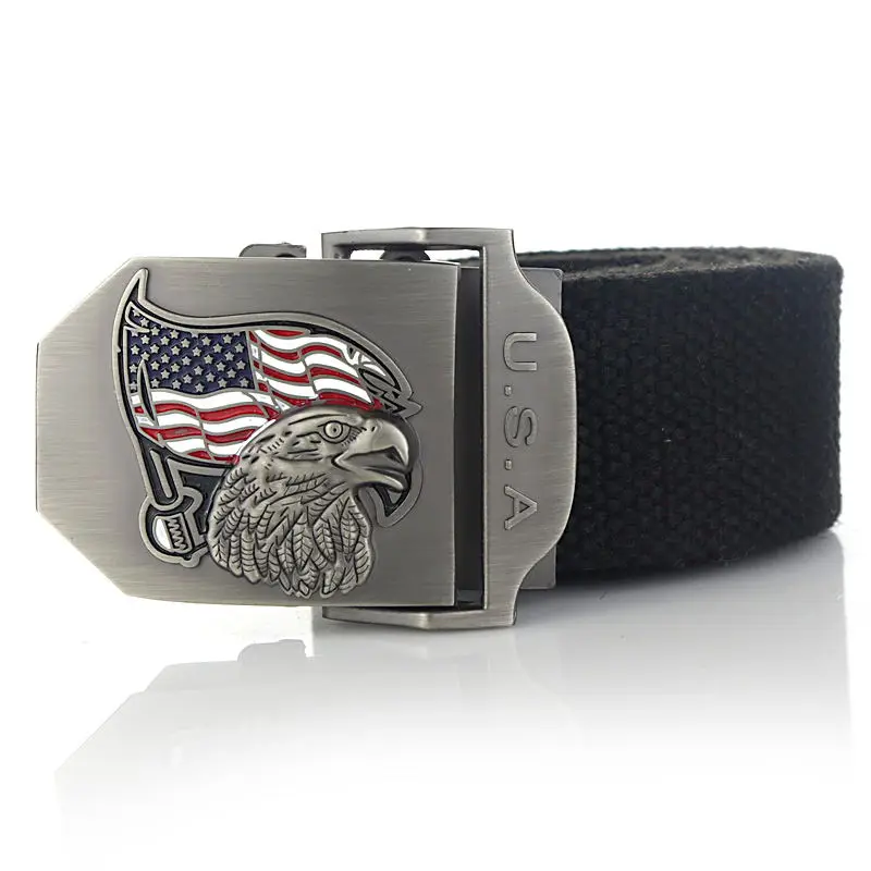 BOKADIAO Men&Women Military Canvas Belt Luxury USA Eagle Metal Buckle Jeans Belt Army Tactical Belt for Men Waistband Strap Male