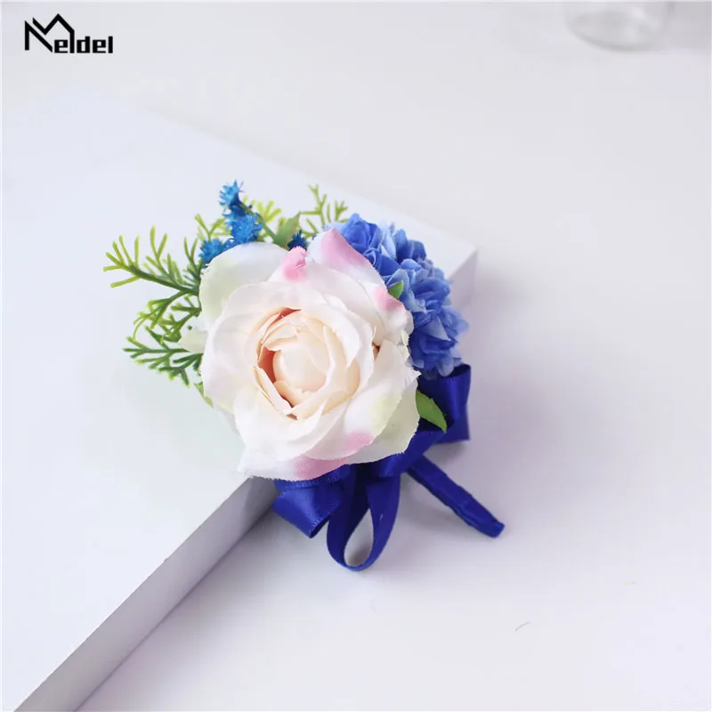 Meldel ramillete de novio, Pin de Boutonniere, ramillete de muñeca nupcial, pulsera de dama de honor, boda, fiesta, Reunión, accesorios de flores