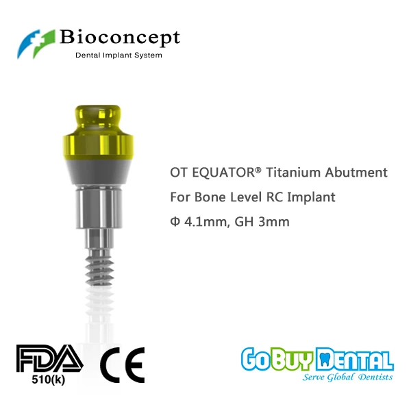 OT EQUATOR Titanium Abutment, D4.1mm, GH 3mm, for Staumann Bone Level RC Implant 134230-1