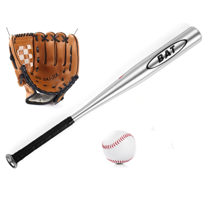 Outdoor Games Kids Sport Toys Baseball Set with Carrying Bag Aluminum Alloy Wood Bat, PU Leather Glove, 9'' Soft Baseball Toy