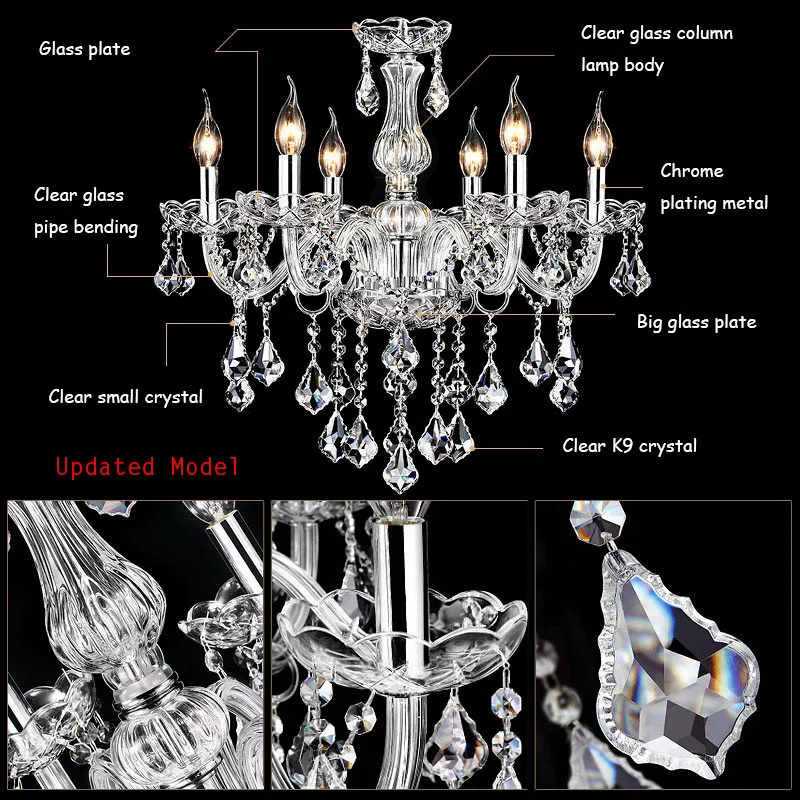 Cheap crystal chandelier home lighting lustres de cristal E14 bulb light fixtures Chandelier and Pendant Living Room Indoor Lamp