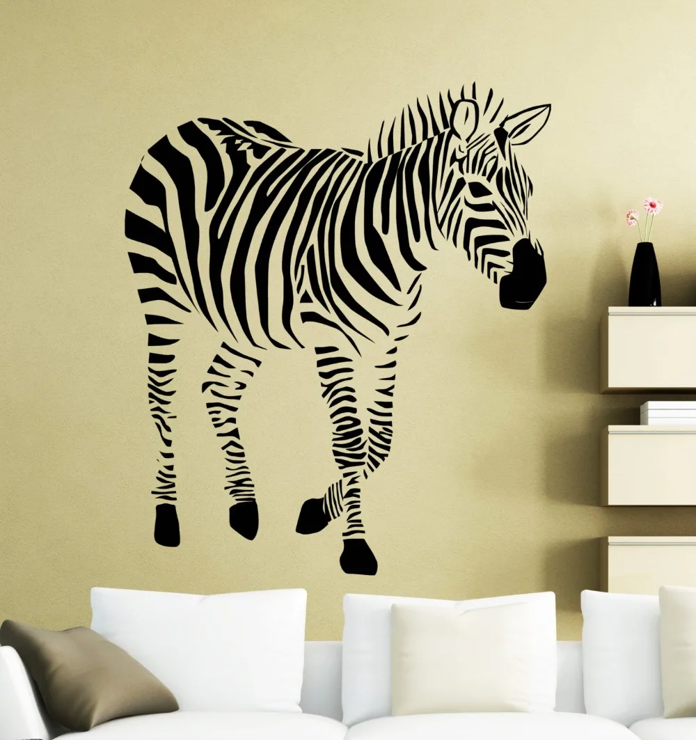 African Jungle Animals Wall Stickers Zebra Cool Silhouette Art Deisgned Vinyl Wall Murals Home Livingroom Special Decor Wm-413