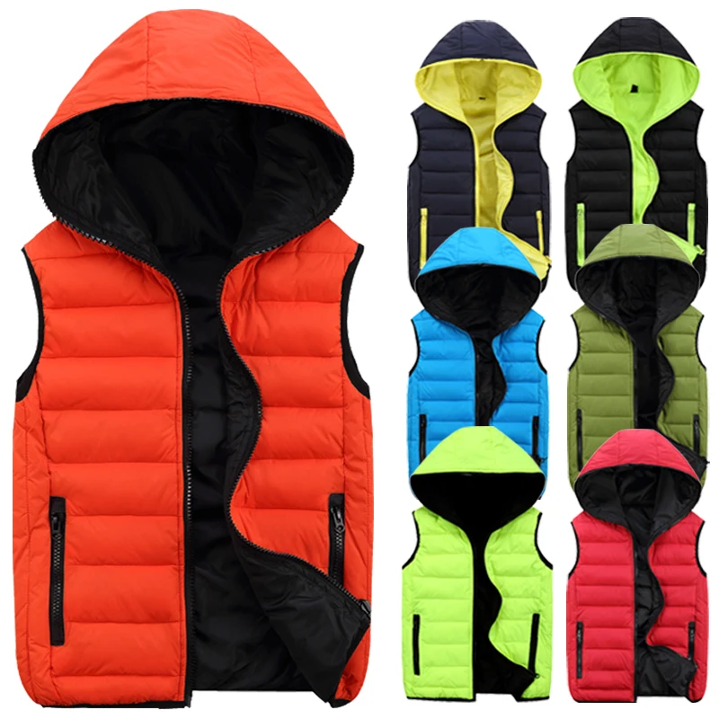 2024 New Spring Autumn Sleeveless Jacket for Men Fashion Warm Hooded Male Winter Vest Light Plus Size Mens Work Vests Waistcoat