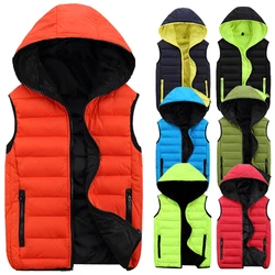 2024 New Spring Autumn Sleeveless Jacket for Men Fashion Warm Hooded Male Winter Vest Light Plus Size Mens Work Vests Waistcoat