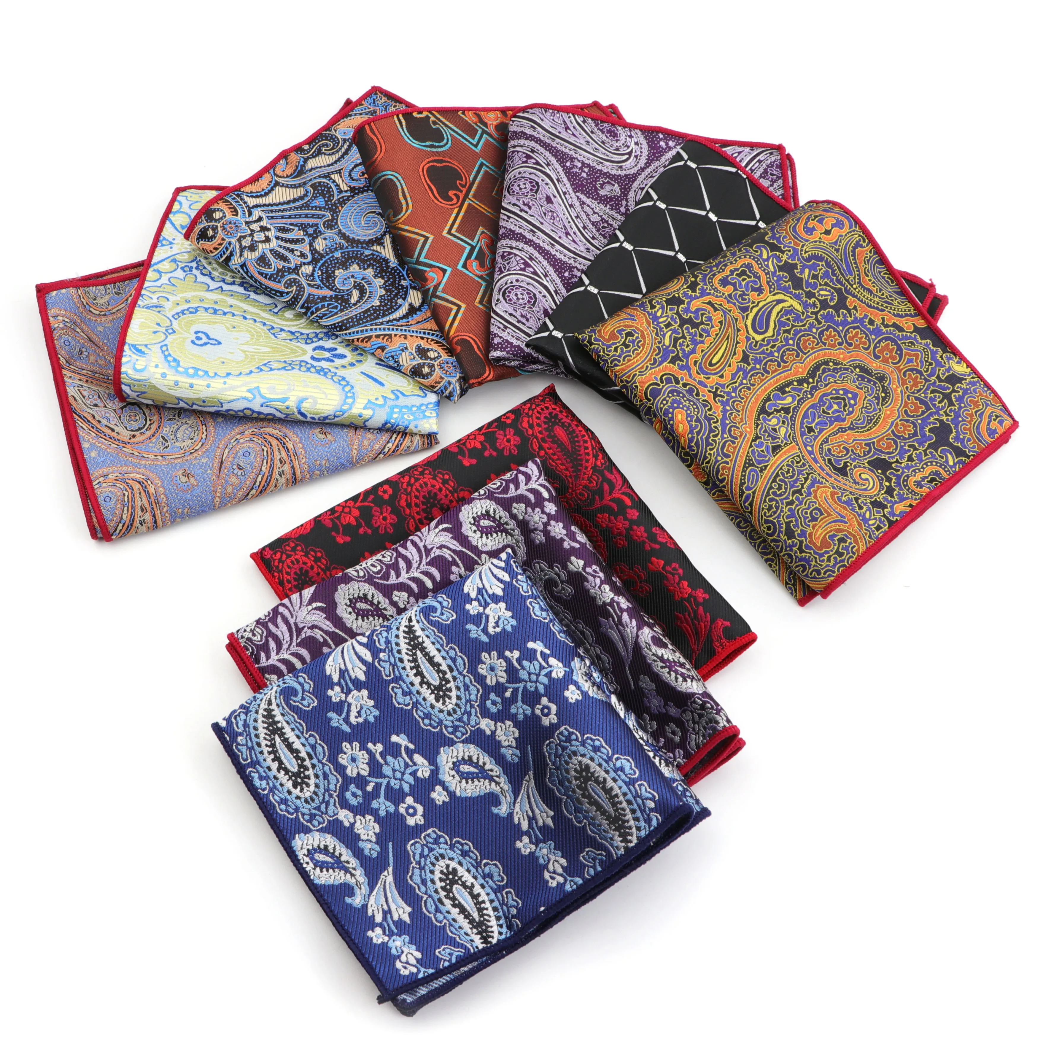 Men's Handkerchief Paisley Polyester Scarves Woven Floral Pocket Square Hankies Wedding Vestidos Luxury Hanky