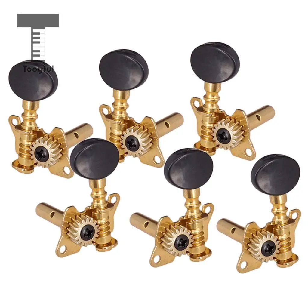 Tooyful Classic Guitar Part Open Gear Black Button Key Tuner Tuning Pegs Replacement