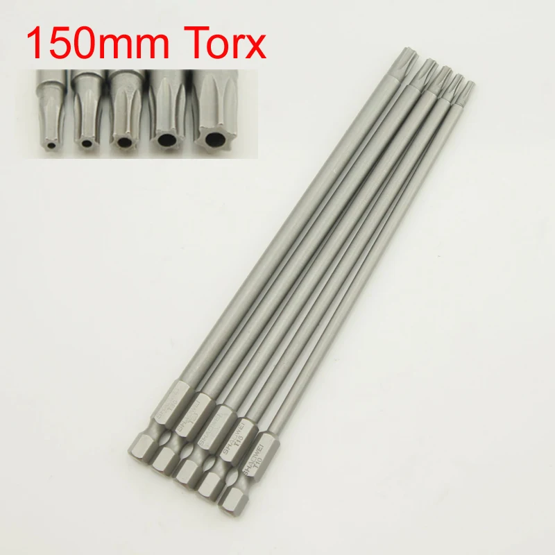 

5pcs Magnetic Torx Screwdriver Bit Set 150mm Long Steel Electric Screwdrier Home Tools T10 T15 T20 T25 T30