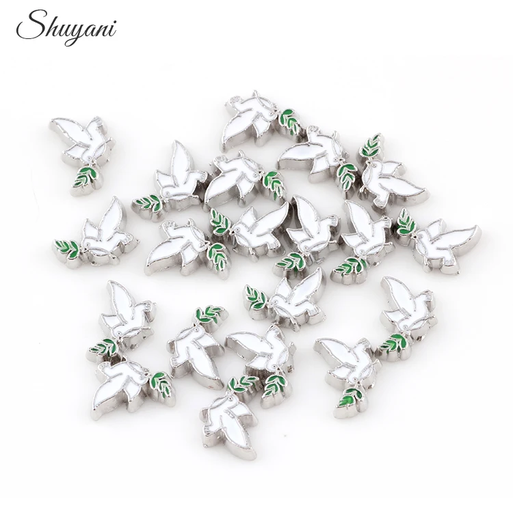 20Pcs Vintage Animal Dove  Floating Charms For Glass Living Memory Locket Necklaces Jewelry Accessories