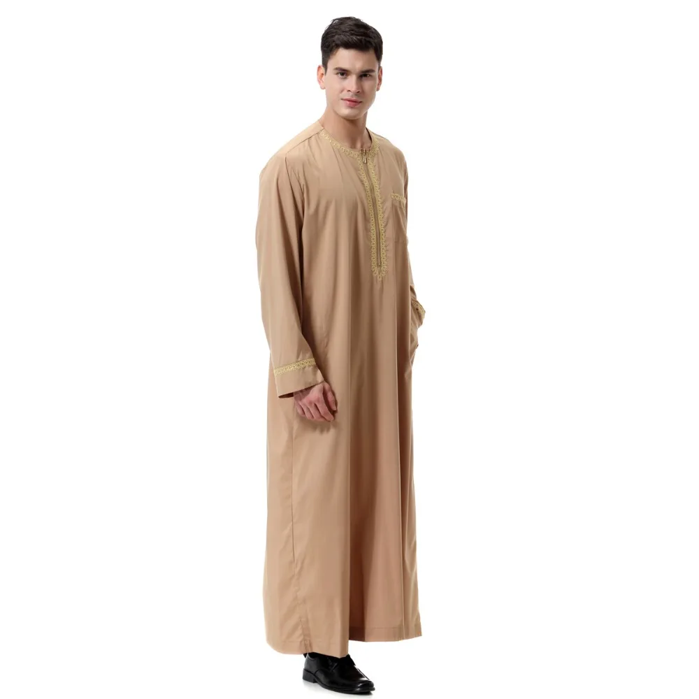 Short Sleeve Loose Shirt Jilbab Moslem Middle East Kaftan Dubai Arab Casual Islamic Men\'s Clothing Abaya Robe Muslim Jubba Thobe