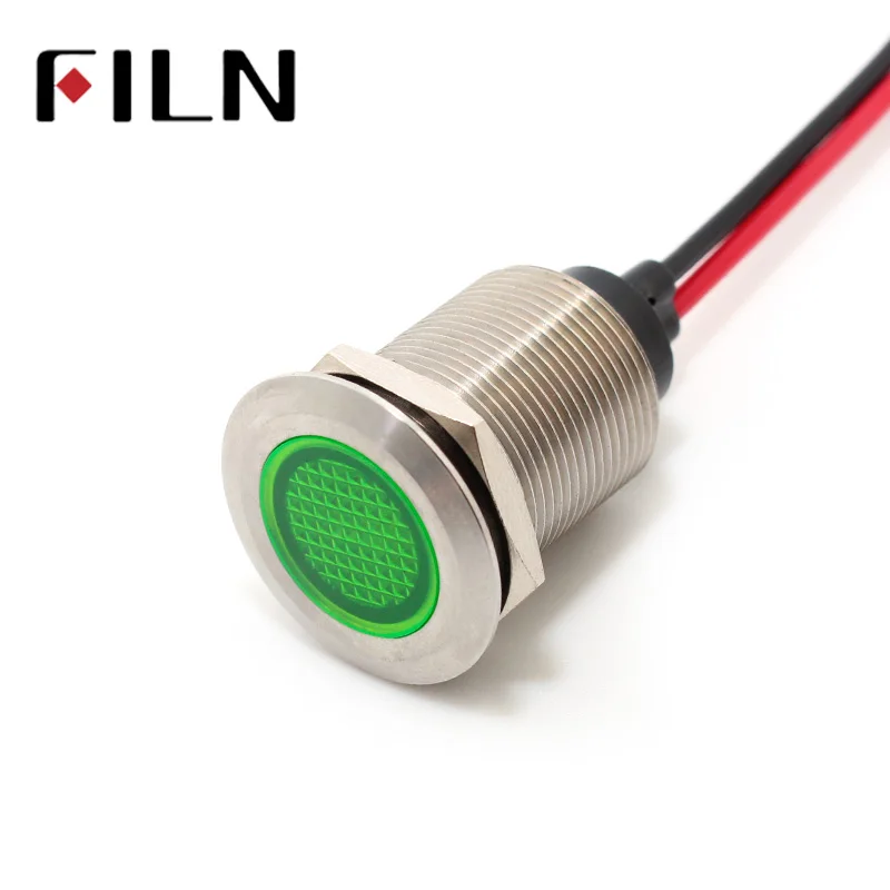 12v indicator light FILN 6v 24v 110v 220v 36v 48v red yellow blue green white led metal signal lamp with 20 cm cable