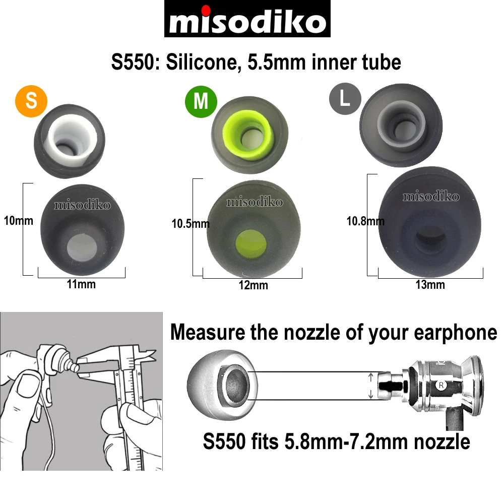 misodiko S550 Silicone Earbuds Tips Eartips for Jaybird X4 X3 X2, Run, BlueBuds X, Freedom/ Photive PH-BTE50/ LG HBS 760 810 910 image 2