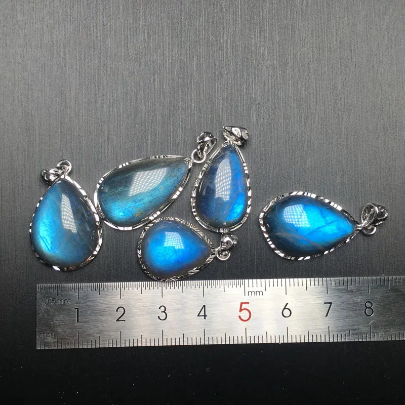 100% Natural Blue Labradorite Pendants Moonstone Sunstone Necklace Divination spiritual meditation Fine Jewelry engagement gift
