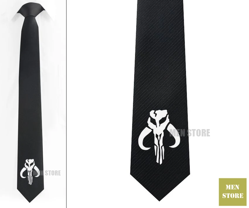 Mandalorian Boba Fett Symbol mężczyźni żakardowe tkane Skinny wąskie 2.3 "krawat 6 cm Neckwear Wedding Party Groom Tie spinki LK045M