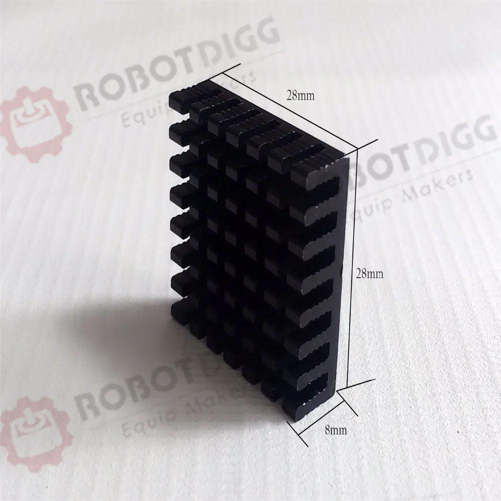 

10pcs/lot 28mm length 28mm width 8mm height High Quality Super Heat Conduction Aluminum Black Heatsink