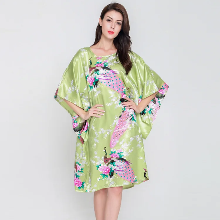 High Fashion Blue Chinese Female Polyester Robe Gown Novelty Vintage Yukata Casual Sleepwear Wholesale Retail One Size S014-Q