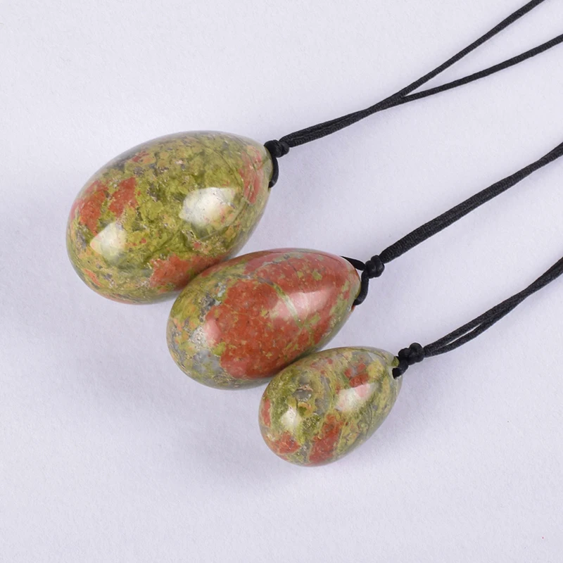 Jade Yoni Egg Natural Unakite Egg Set Drill Crystal Quartz Stone Mineral Ball Kegel Exercise Pelvic Floor Muscle Vagina Woman