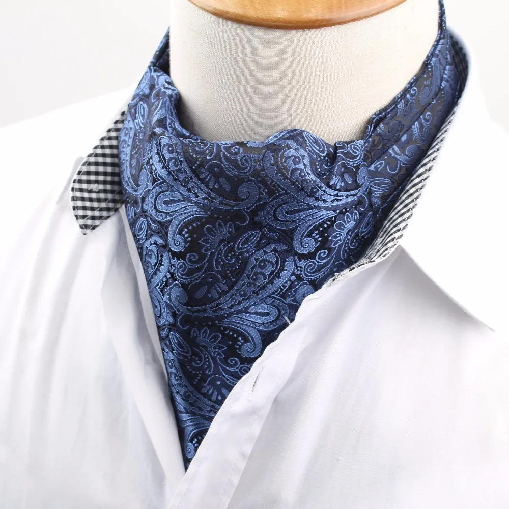 Men's Vintage Necktie Formal Cravat Ascot Scrunch Self British Polka Dot Gentleman Polyester Silk Neck Tie Luxury