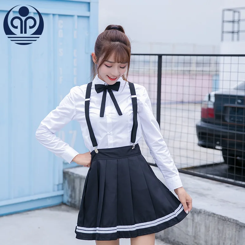 Uniforme della Scuola giapponese Japon Manica Lunga Uniforme della Scuola Adolescente Navy Vestito Da Marinaio Usura della Scuola Del Lungo-manicotto 4 pz D-0604