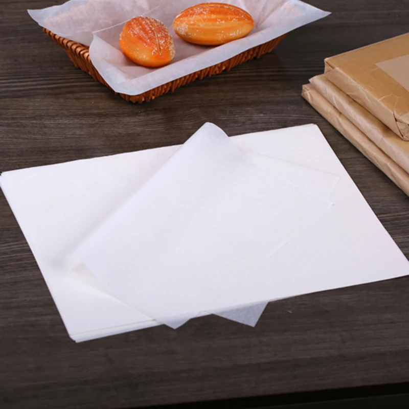 500pcs White Wax Paper Food Oil Proof Grease Papers Wrappers For Bread Burger French Fries Wrapping Package Bar Restaurant Bar