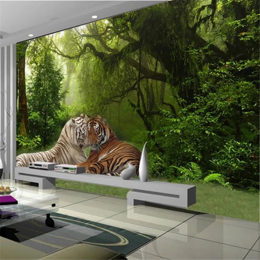 

beibehang Custom 3D wallpaper forest tiger jungle wall living room bedroom hotel restaurant wall papers home decor 3d wallpaper