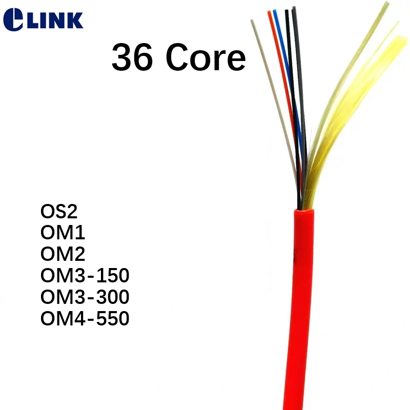 bundle fiber optic cable 36 cores GJFJV-36 indoor OS2 OM1 OM2 OM3 OM4 9/125 50/125 62.5/125um SM MM 36fibers wire ELINK 100Mtr