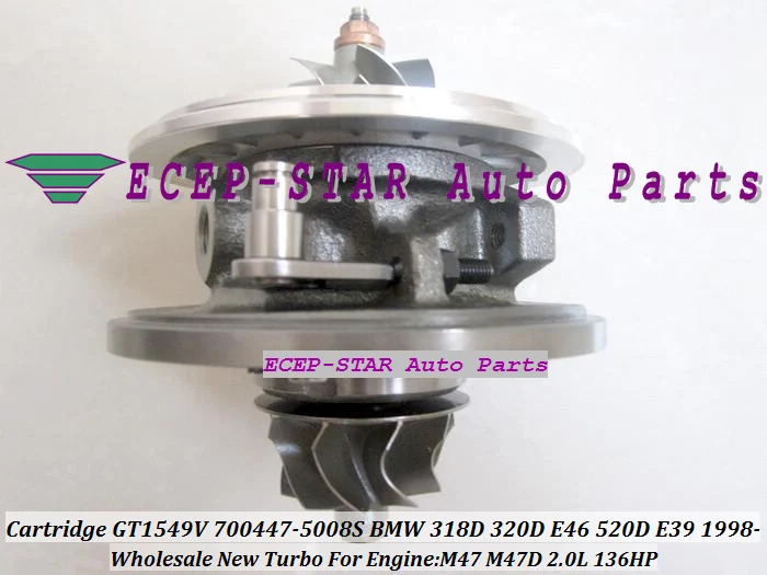 Turbo CHRA Cartridge GT1549V 700447-5008S 700447 700447-5007S Turbocharger For BMW 318D 320D E46 520D E39 98 M47 M47D 2.0L 136HP