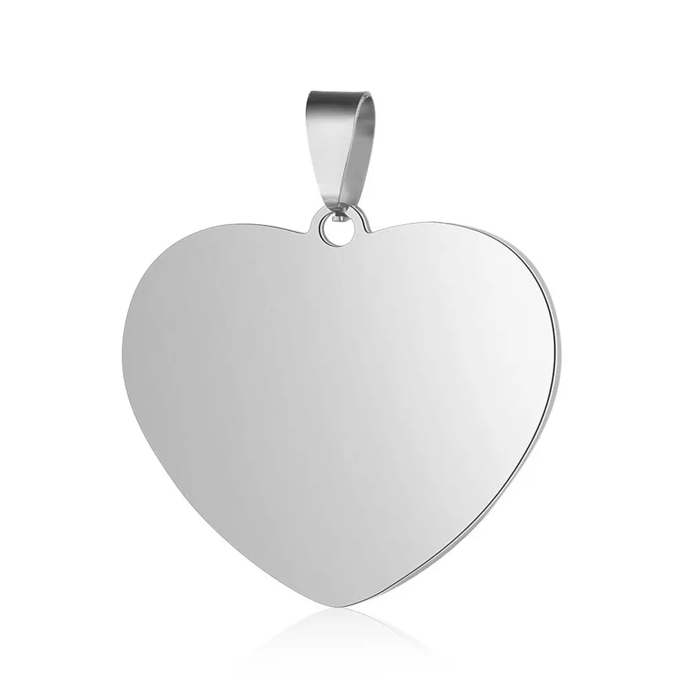 3pcs/Lot Stainless Steel Mirror Polish Blank Heart Pendant Wholesale Jewelry Finding Accessories Initial Name Dog Tags