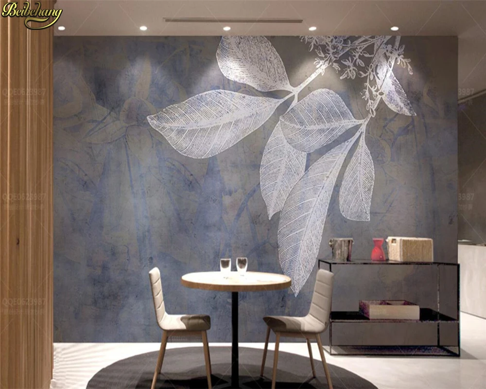 

beibehang Custom Photo Wallpaper Mural Modern Fashion Blue Lines Leaves Nordic Texture TV Background Wall papel de parede 3d