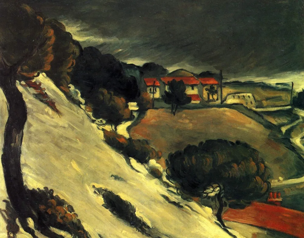 

100% hand made Oil Painting Reproduction on linen canvas,l-estaque-under-snow-1870 by paul Cezanne,landscape oil painting