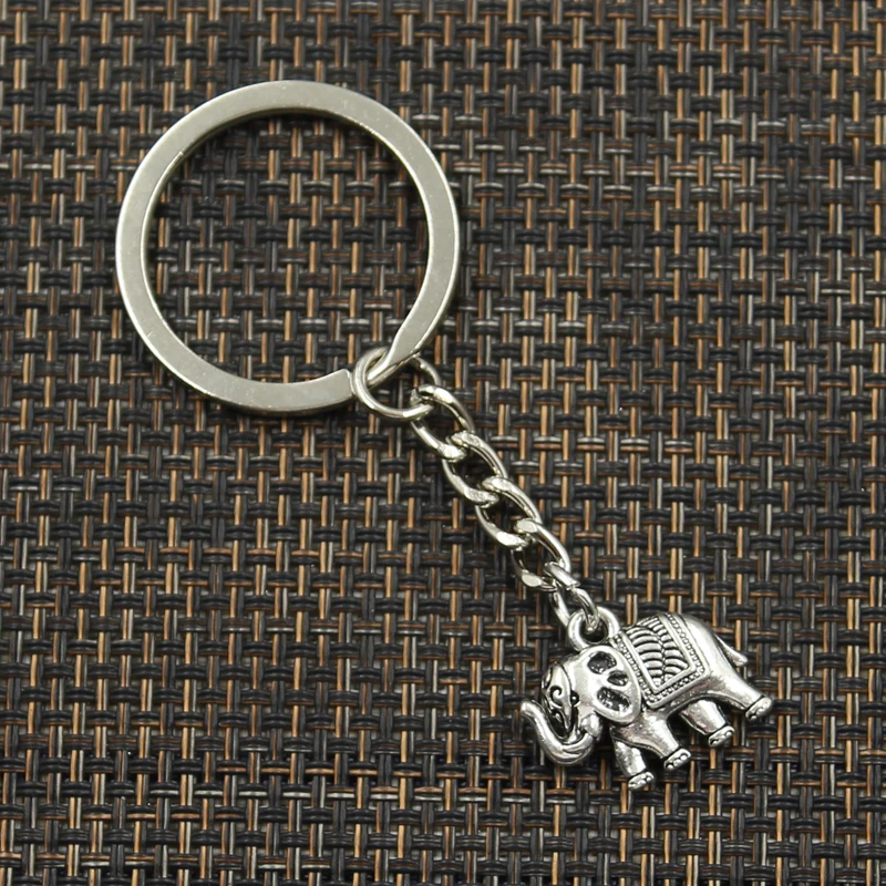 Fashion 30mm Key Ring Metal Key Chain Keychain Jewelry Antique Silver Color Plated Thailand Elephant 16x20mm Pendant