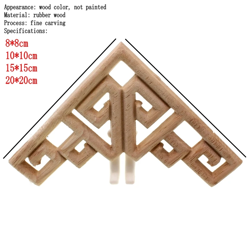 RUNBAZEF Decal Corner Frame Doors Furniture Woodcarving Decorative Wooden Figurines Wood Carved Applique Vintage Home Decor