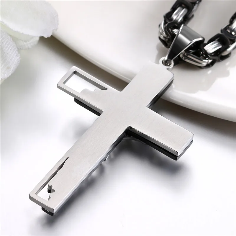 Boniskiss Bible Necklace Luxury Brand Necklace Black Color Jewelry Cross Crucifix Jesus Cross Pendant Necklaces For Women & Men