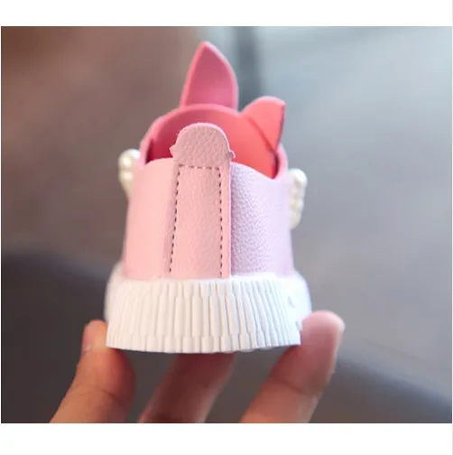 Chaussures de noël pour petites filles, baskets décontractées avec oreilles de lapin et perles