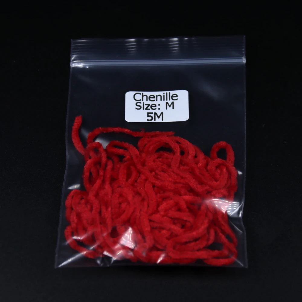 Bimoo Size M 5m/bag Fly Tying Material Chenille Wooly Bugger Tying Chenille White Green Orange Black Purple Color