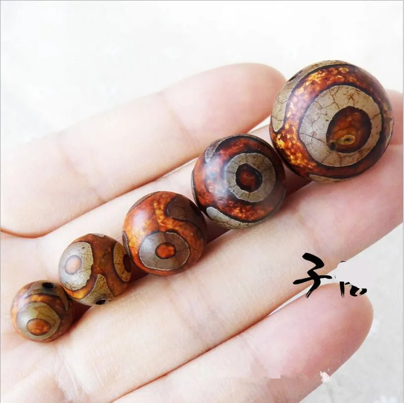 5pcs Tibetan Dzi Beads Natural Stone Buddhism Tortoise Shell Loose Spacer Bead ball 6/8/10/12/14mm Beads for DIY Jewelry Making