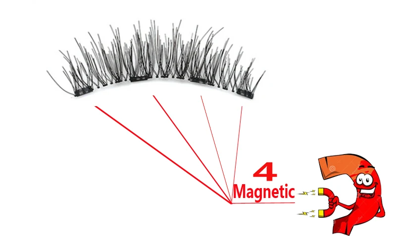 MB Magnetic eyelashes with 4 magnets Mink eyelashes natural long with applicator faux cils magnetique False Lashes extension