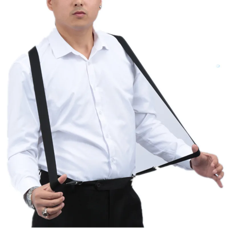 BD054-3.5*140 cm X-back Men's Suspenders Black Elastic Adjustable Hold up pants Braces for Children Adult Wedding Shirt Match