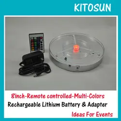 Wedding decor led light Remote control 8 inch multi-colors spot led light base Round shape deft design led light base