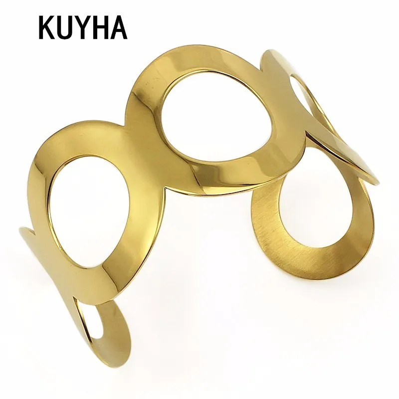 Gold Silver Color Cuff Bracelets Open Hollow Bangles for Lovers Fashion Charm Famous Brand Jewelry Feminino Pulseira