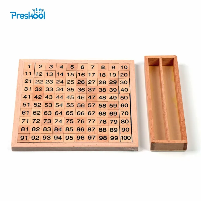 Montessori mathematic 100 Hundred Board 20 cm* 20 cm  Early Childhood Education Preschool Training Kids Toys Brinquedos Juguetes