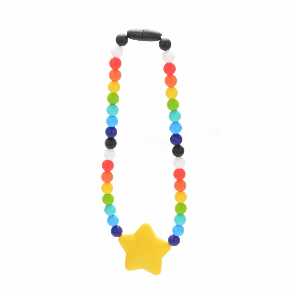 Silicone Teether Star Baby Pacifier Clips Safety Teething Baby Carrier Chain Silicone Beads Toys Not Necklace BPA Free