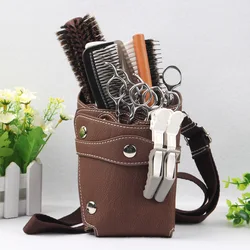 Genuine Leather Barber Hair Scissor Tools Bags Hairdressing Holster Pouch Holder Case Bag with Waist Shoulder Belt