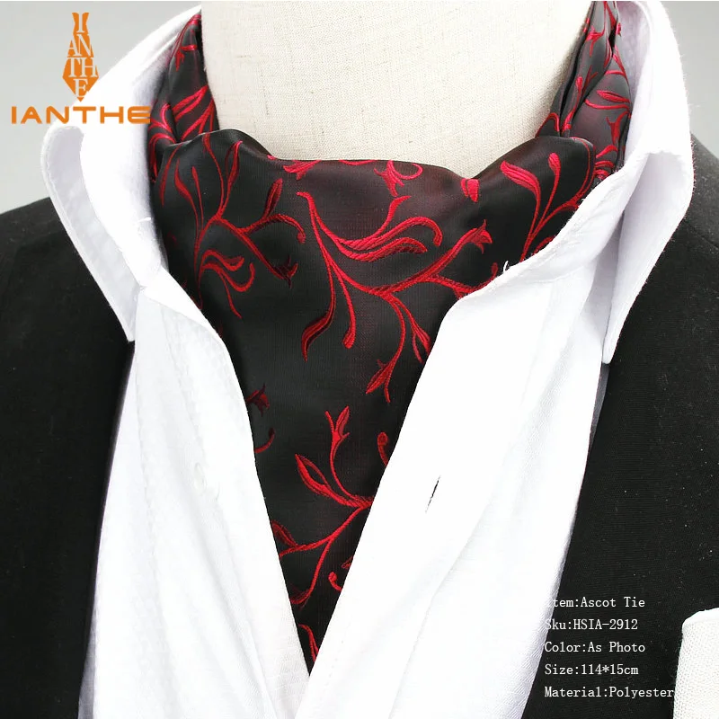 2018 Brand New Polyester Jacquard Men\'s Vintage Floral Jacquard Mens Cravats Novelty Wedding Slim Ascot Tie For Men Neckties Tie