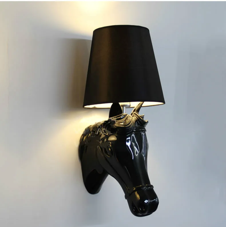 

Nordic Minimalist Hotel Clubs Hall Hallway Wall lamp Bedroom Bedside Resin Horse Decorative lighting