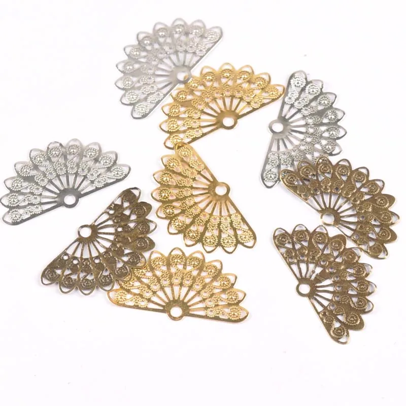 20Pcs 3 color Filigree Wraps Flower Connectors Metal Crafts Gift Decoration DIY Findings Jewelry Making 38x21mm YKL0752